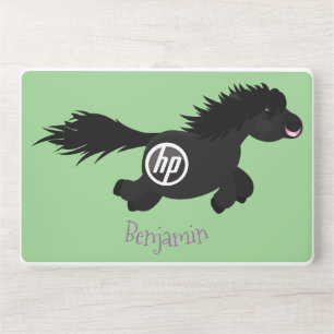 Cute running Shetland pony cartoon illustration HP Laptop Skin