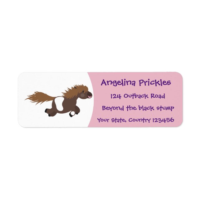 Cute running Shetland pony cartoon illustration Label (Front)
