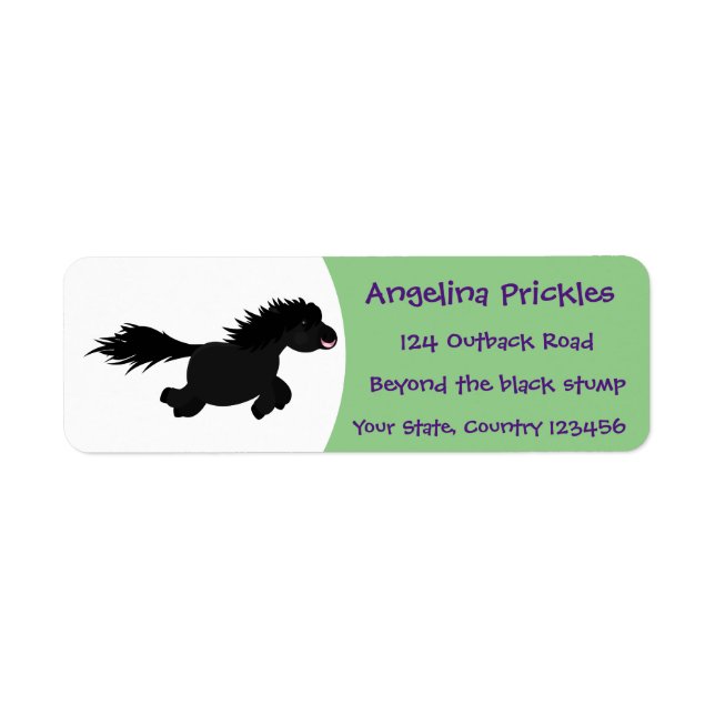 Cute running Shetland pony cartoon illustration Label (Front)