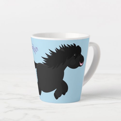 Cute running Shetland pony cartoon illustration  Latte Mug