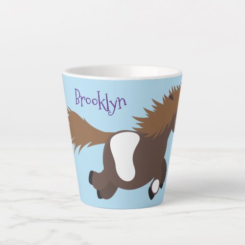 Cute running Shetland pony cartoon illustration Latte Mug