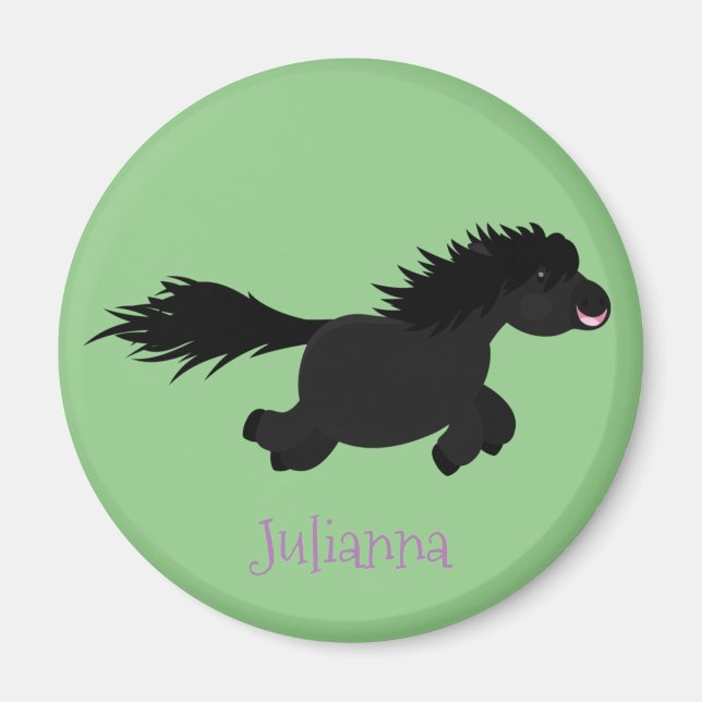 Cute running Shetland pony cartoon illustration Magnet (Front)