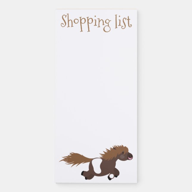 Cute running Shetland pony cartoon illustration Magnetic Notepad (Front)