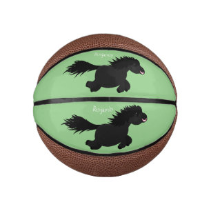 Cute running Shetland pony cartoon illustration Mini Basketball