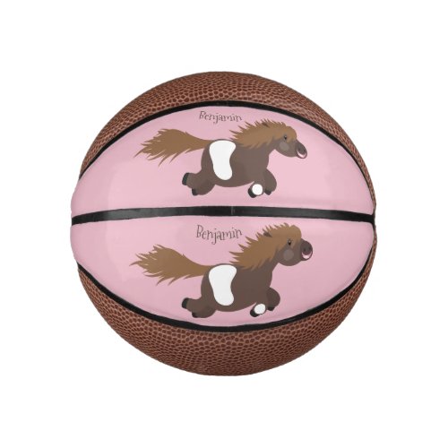 Cute running Shetland pony cartoon illustration Mini Basketball