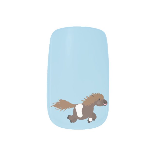 Cute running Shetland pony cartoon illustration Minx Nail Art (Left Thumb)