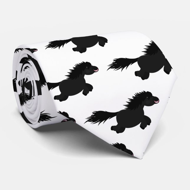 Cute running Shetland pony cartoon illustration Neck Tie (Rolled)