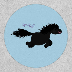 Cute running Shetland pony cartoon illustration Patch