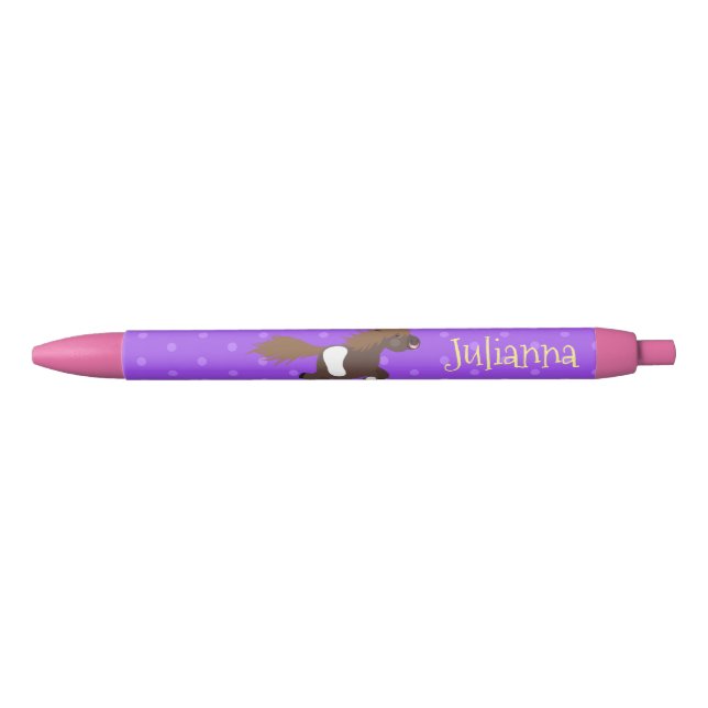 Cute running Shetland pony cartoon illustration Pen (Front)