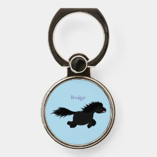 Cute running Shetland pony cartoon illustration Phone Ring Stand
