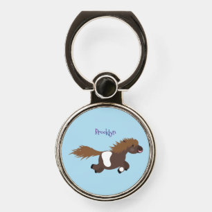 Cute running Shetland pony cartoon illustration Phone Ring Stand