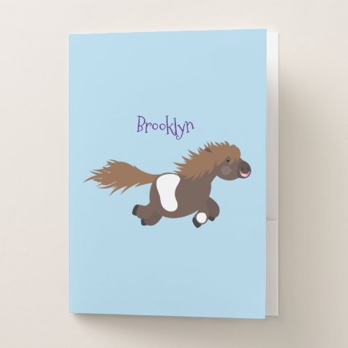 Cute running Shetland pony cartoon illustration Pocket Folder