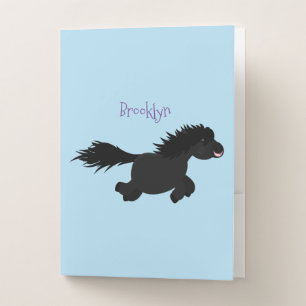 Cute running Shetland pony cartoon illustration Pocket Folder