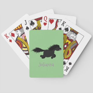 Cute running Shetland pony cartoon illustration Poker Cards