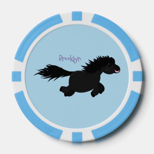 Cute running Shetland pony cartoon illustration Poker Chips