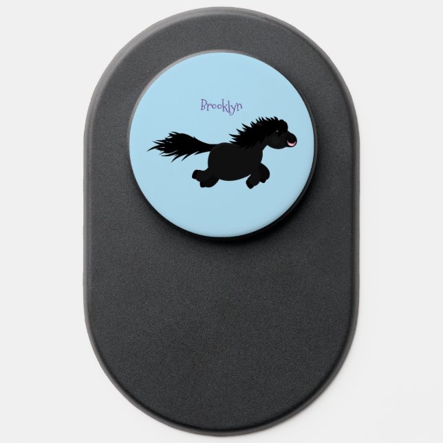 Cute running Shetland pony cartoon illustration PopSocket (Popsocket)