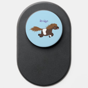Cute running Shetland pony cartoon illustration PopSocket