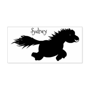 Cute running Shetland pony cartoon illustration Rubber Stamp