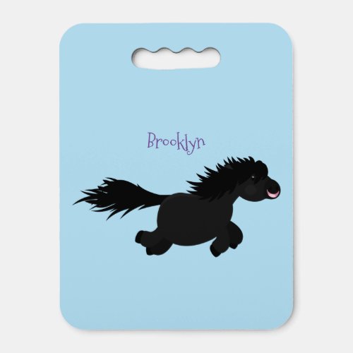 Cute running Shetland pony cartoon illustration Seat Cushion