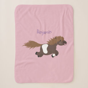 Cute running Shetland pony cartoon illustration  Sherpa Blanket