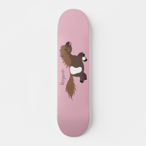 Cute running Shetland pony cartoon illustration Skateboard