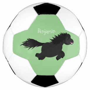 Cute running Shetland pony cartoon illustration Soccer Ball