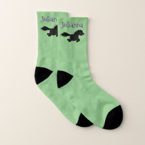 Cute running Shetland pony cartoon illustration Socks