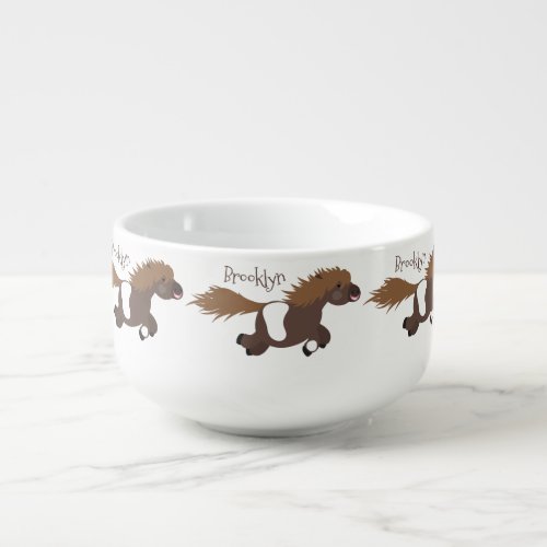 Cute running Shetland pony cartoon illustration Soup Mug