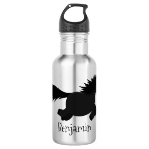 Cute running Shetland pony cartoon illustration Stainless Steel Water Bottle