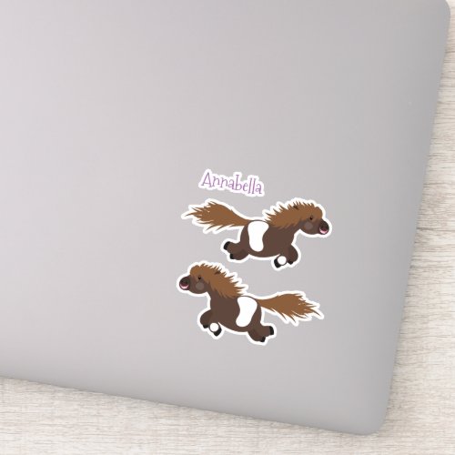 Cute running Shetland pony cartoon illustration Sticker