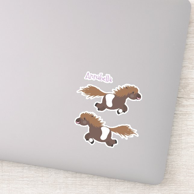 Cute running Shetland pony cartoon illustration Sticker (Detail)