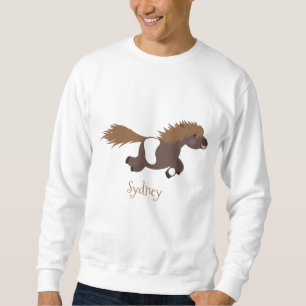 Cute running Shetland pony cartoon illustration Sweatshirt