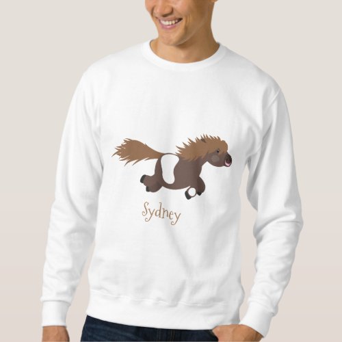 Cute running Shetland pony cartoon illustration  Sweatshirt