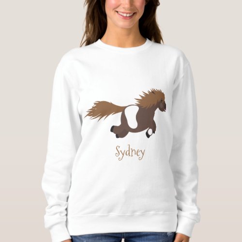 Cute running Shetland pony cartoon illustration Sweatshirt