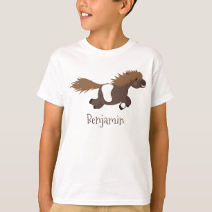 Cute running Shetland pony cartoon illustration T-Shirt