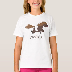 Cute running Shetland pony cartoon illustration T-Shirt