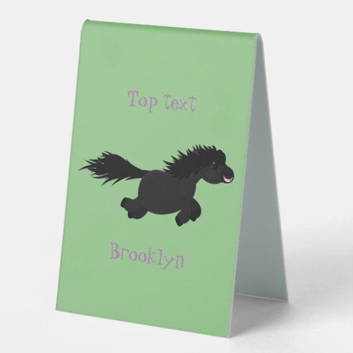 Cute running Shetland pony cartoon illustration Table Tent Sign