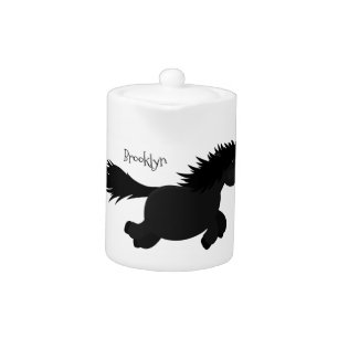 Cute running Shetland pony cartoon illustration Teapot