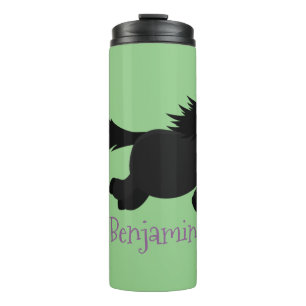 Cute running Shetland pony cartoon illustration Thermal Tumbler