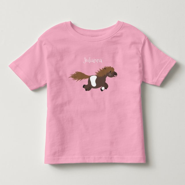 Cute running Shetland pony cartoon illustration Toddler T-shirt (Front)