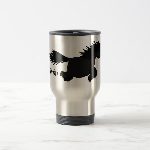 Cute running Shetland pony cartoon illustration Travel Mug