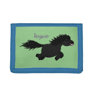 Cute running Shetland pony cartoon illustration Tri-fold Wallet