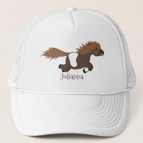 Cute running Shetland pony cartoon illustration Trucker Hat