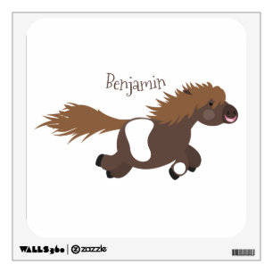 Cute running Shetland pony cartoon illustration Wall Decal