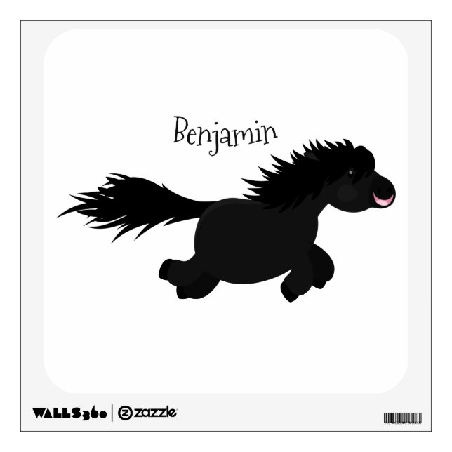 Cute running Shetland pony cartoon illustration Wall Decal (Front)