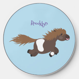 Cute running Shetland pony cartoon illustration Wireless Charger