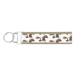 Cute running Shetland pony cartoon illustration Wrist Keychain