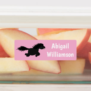 Cute running Shetland pony cartoon personalized Labels