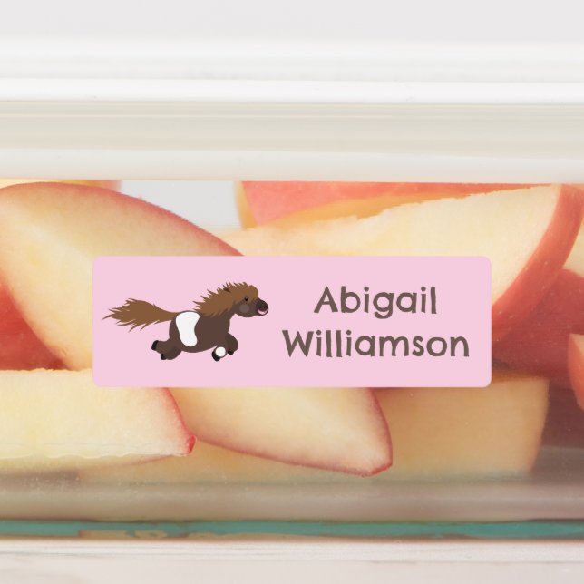 Cute running Shetland pony cartoon personalized  Labels (Affixed)