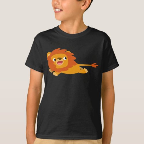 Cute Rushing Cartoon Lion Children T_Shirt